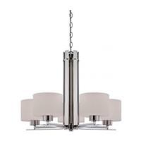 View 5 Light Polished Nickel Etched Opal Glass Shades Chandelier Light Fixture