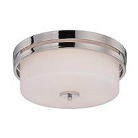 View 3 Light 15" Round Polished Nickel Etched Opal Glass Shade Ceiling Light Fixture