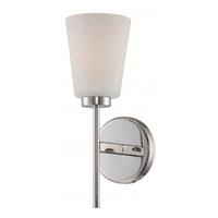 View 1 Light Polished Nickel White Satin Glass Shade Vanity Light Fixture