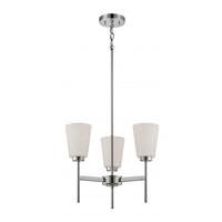 View 3 Light Polished Nickel White Satin Glass Shades Chandelier Light Fixture