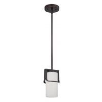 Nuvo Lighting 1 Light Russet Bronze White Satin Glass Shade Mini Pendant Light Fixture