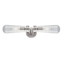 View 2 Light Brushed Nickel Clear Glass Shades Wall Sconce Light Fixture