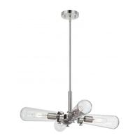 View 4 Light Brushed Nickel Clear Glass Shades Chandelier Light Fixture