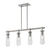 View 4 Light Brushed Nickel Clear Glass Shades Island Pendant Light Fixture