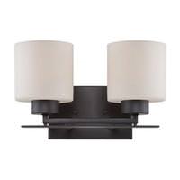 View 2 Light Aged Bronze Etched Opal Glass Shades Vanity Light Fixture
