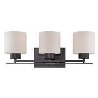 View 3 Light Aged Bronze Etched Opal Glass Shades Vanity Light Fixture