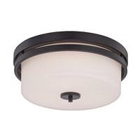View 3 Light 15" Round Aged Bronze White Satin Glass Shade Ceiling Light Fixture