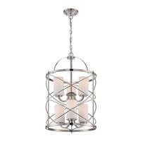 View 6 Light Brushed Nickel Etched Opal Glass Shades Chandelier Light Fixture