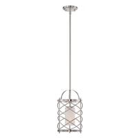Nuvo Lighting 1 Light Brushed Nickel Etched Opal Glass Shade Mini Pendant Light Fixture