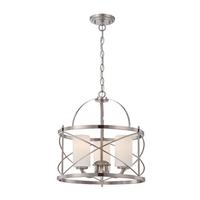 View 3 Light Brushed Nickel Etched Opal Glass Shades Pendant Light Fixture