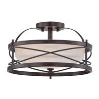 View 2 Light Old Bronze Etched Opal Glass Shade Ceiling Light Fixture