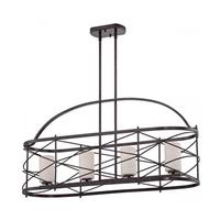 View 4 Light Old Bronze Etched Opal Glass Shades Pendant Light Fixture