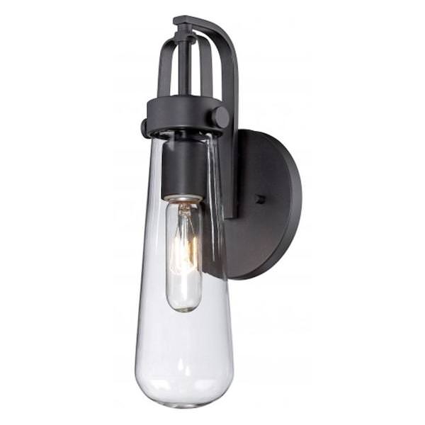 1 Light Aged Bronze Clear Glass Shade Wall Sconce Light Fixture