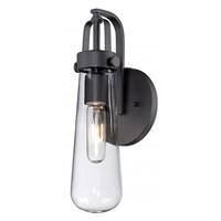 View 1 Light Aged Bronze Clear Glass Shade Wall Sconce Light Fixture