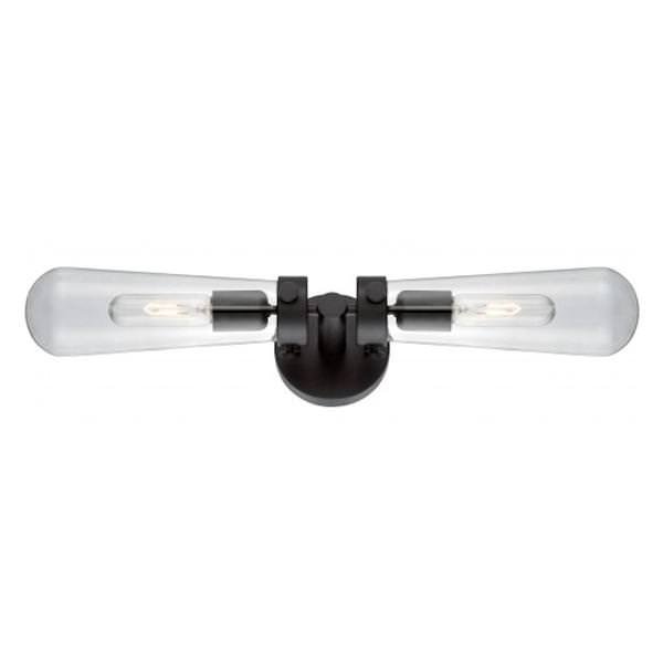 2 Light Aged Bronze Clear Glass Shades Wall Sconce Light Fixture