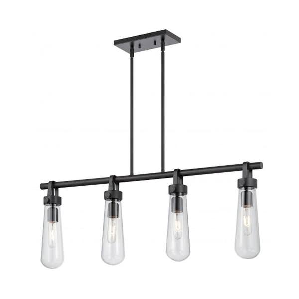 4 Light Aged Bronze Clear Glass Shades Island Pendant Light Fixture
