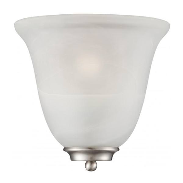 1 Light Brushed Nickel Alabaster Glass Shade Wall Sconce Light Fixture