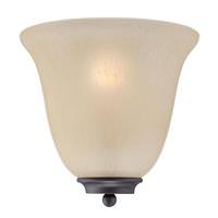 View 1 Light Mahogany Bronze Champagne Linen Glass Shade Wall Sconce Light Fixture