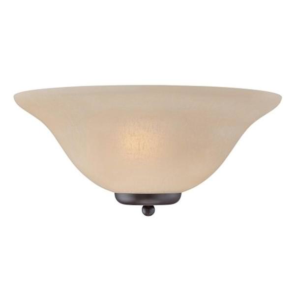 1 Light Mahogany Bronze Champagne Linen Glass Shade Wall Sconce Light Fixture