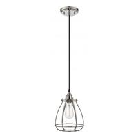 Nuvo Lighting 1 Light Polished Nickel Caged Mini Pendant Light Fixture