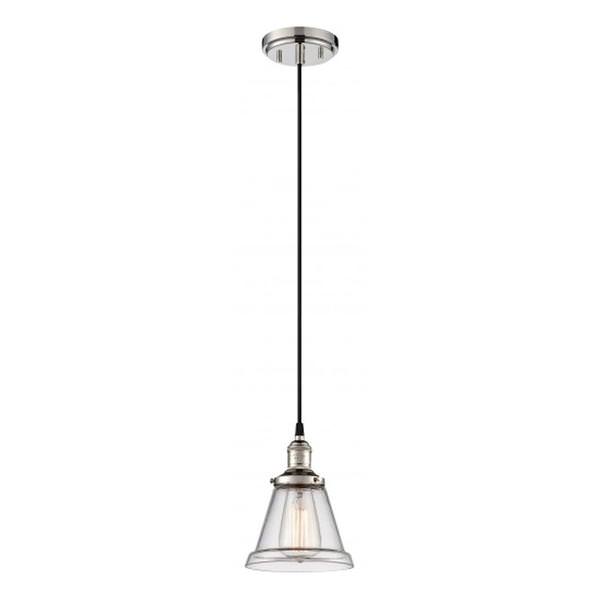 1 Light Polished Nickel Clear Glass Shade Mini Pendant Light Fixture
