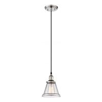 Nuvo Lighting 1 Light Polished Nickel Clear Glass Shade Mini Pendant Light Fixture