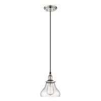 Nuvo Lighting 1 Light Polished Nickel Clear Glass Shade Mini Pendant Light Fixture