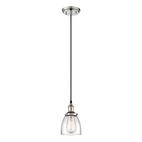 1 Light Polished Nickel Clear Glass Shade Mini Pendant Light Fixture