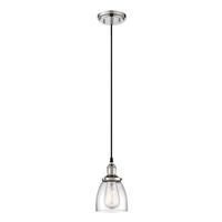 Nuvo Lighting 1 Light Polished Nickel Clear Glass Shade Mini Pendant Light Fixture