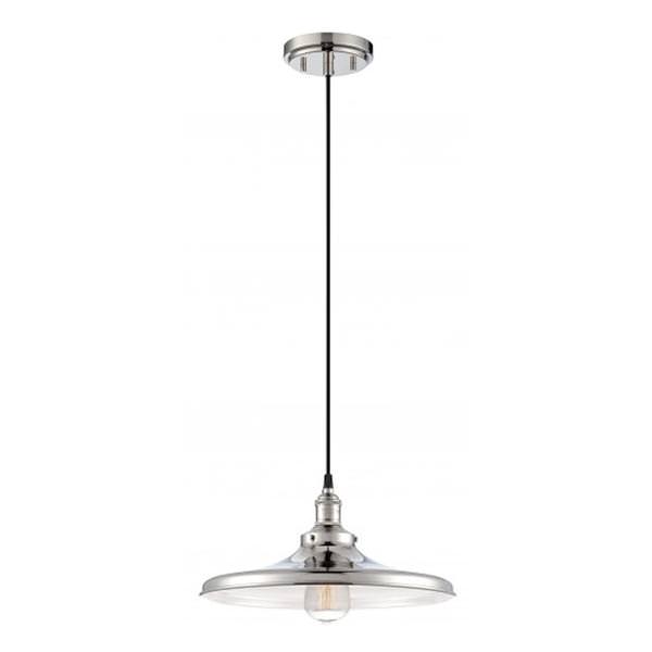 1 Light Polished Nickel Metal Shade Pendant Light Fixture