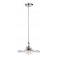 View 1 Light Polished Nickel Metal Shade Pendant Light Fixture