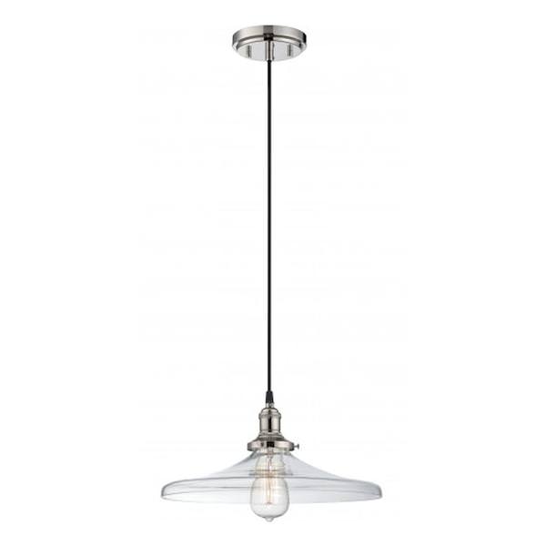 1 Light Polished Nickel Clear Glass Shade Pendant Light Fixture