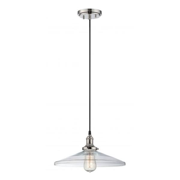 1 Light Polished Nickel Clear Glass Shade Pendant Light Fixture