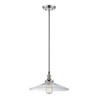 View 1 Light Polished Nickel Clear Glass Shade Pendant Light Fixture