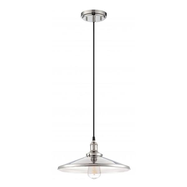 1 Light Polished Nickel Metal Shade Pendant Light Fixture