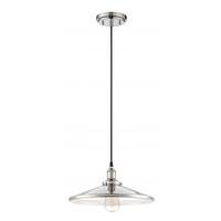 View 1 Light Polished Nickel Metal Shade Pendant Light Fixture