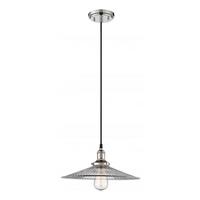 View 1 Light Polished Nickel Clear Ribbed Glass Shade Pendant Light Fixture