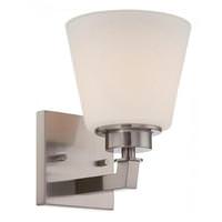 Nuvo Lighting 1 Light Brushed Nickel Satin White Glass Shade Vanity Light Fixture