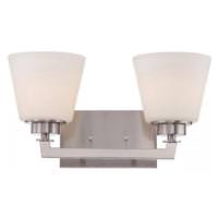 View 2 Light Brushed Nickel Satin White Glass Shades Vanity Light Fixture