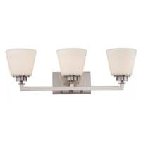 View 3 Light Brushed Nickel Satin White Glass Shades Vanity Light Fixture