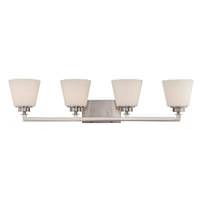 Nuvo Lighting 4 Light Brushed Nickel Satin White Glass Shades Vanity Light Fixture