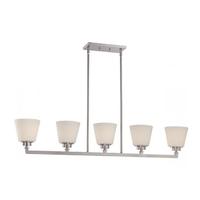 View 5 Light Brushed Nickel Satin White Glass Shades Island Pendant Light Fixture