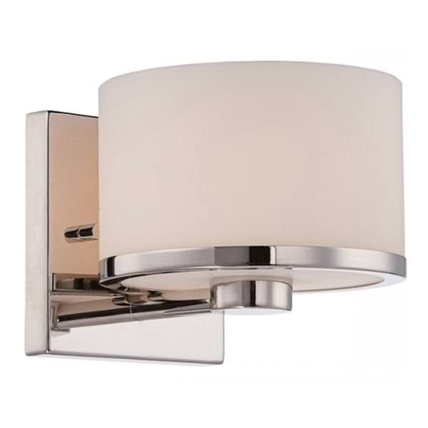 1 Light Polished Nickel Etched Opal Glass Shade Vanity Light Fixture