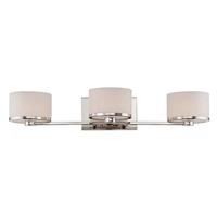 View 3 Light Polished Nickel Etched Opal Glass Shades Vanity Light Fixture
