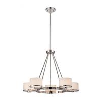 View 5 Light Polished Nickel Etched Opal Glass Shades Chandelier Light Fixture