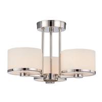 View 3 Light Polished Nickel Etched Opal Glass Shade Ceiling Light Fixture