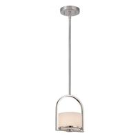 View 1 Light Polished Nickel Etched Opal Glass Shade Mini Pendant Light Fixture