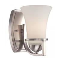 Nuvo Lighting 1 Light Brushed Nickel Satin White Glass Shade Vanity Light Fixture