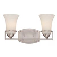 View 2 Light Brushed Nickel Satin White Glass Shades Vanity Light Fixture