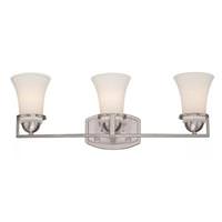 View 3 Light Brushed Nickel Satin White Glass Shades Vanity Light Fixture